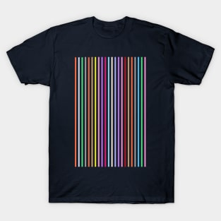 Vertical multicolored thin stripes Pattern T-Shirt